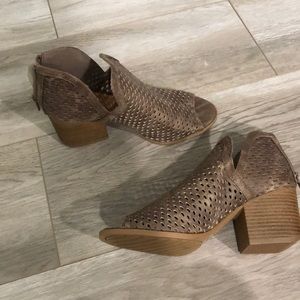 Open toed brown booties